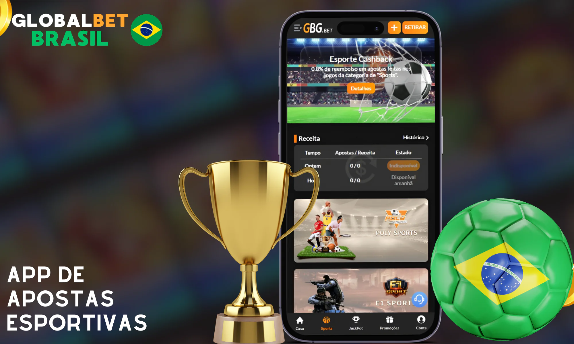 O aplicativo da Globalbet tem uma seção especial para apostas esportivas